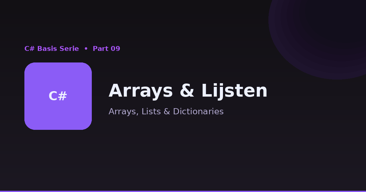 Arrays, lijsten en woordenboeken in C#